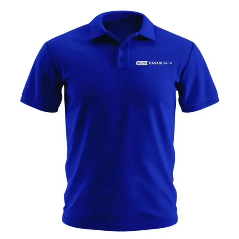 Camisa Polo Manga Curta Estampada Algodão Azul Grupo Casas Bahia