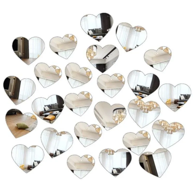 25 Mini Corações Decorativos Acrílico Espelhado Sala Quarto