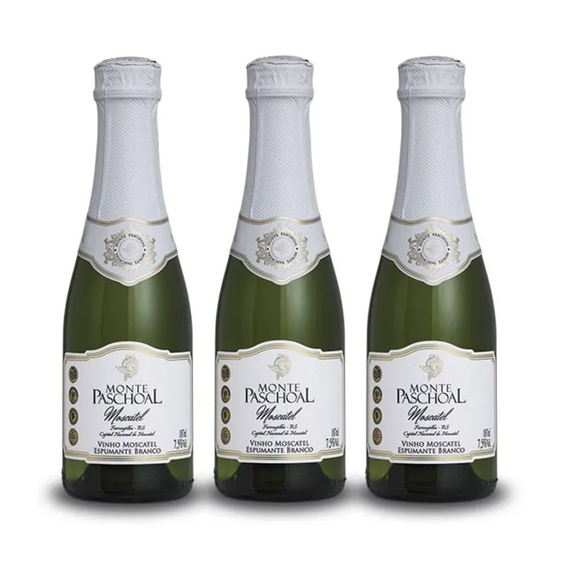 Kit 03 Unidades Mini Espumante Monte Paschoal Moscatel 187ml