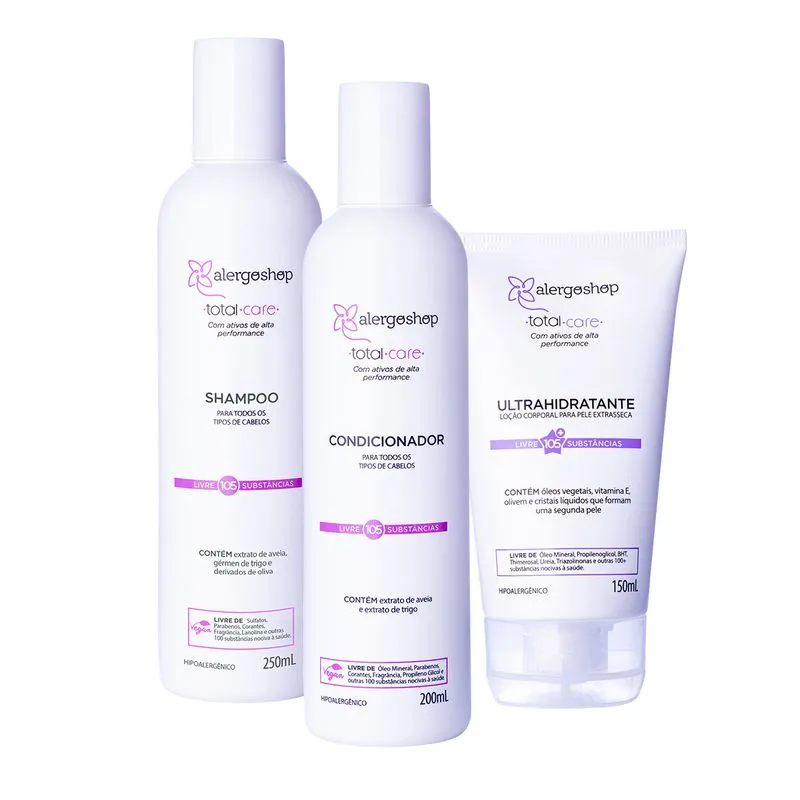 Kit Total Care - Shampoo - Condicionador - Loção Ultrahidratante 3 itens