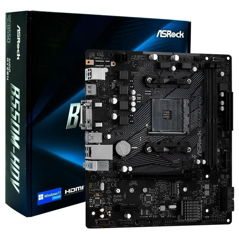 Placa Mãe B550M-HDV Socket AM4 VGA DDR4 Micro-ATX para Processadores AMD Asrock