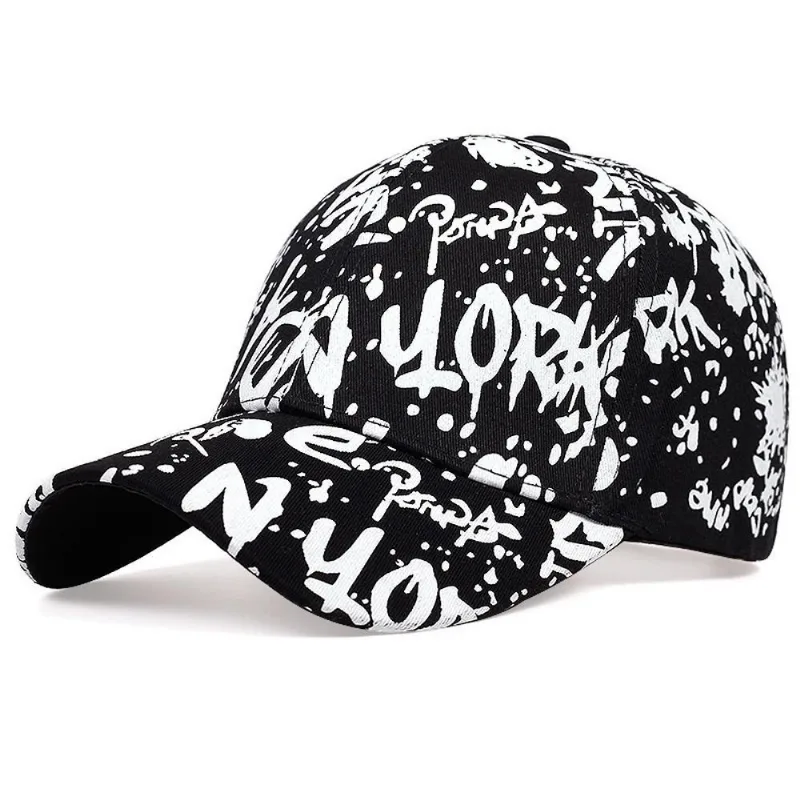 Boné De Base Estampado Com Grafite De Algodão Ao Ar Livre Preto