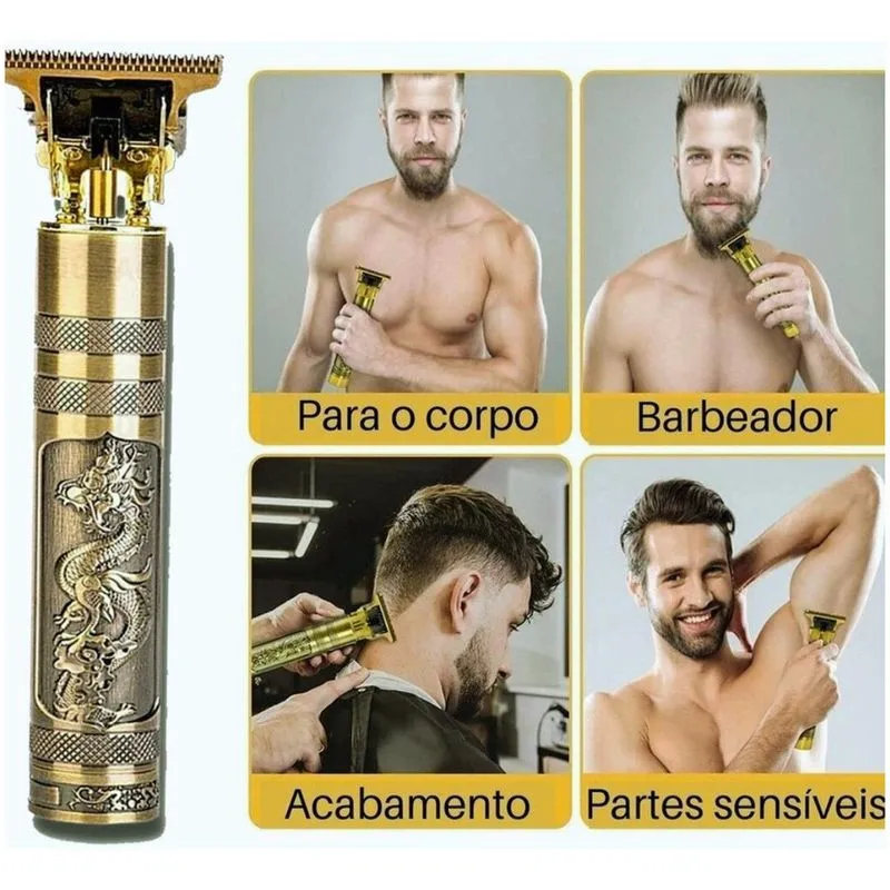 Máquina De Cortar Cabelo E Barbear Profissional Recarregável