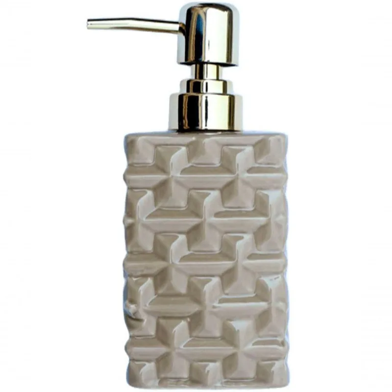 Saboneteira Liquida Lavabo Banheiro Cerâmica Gold Bege 350ml