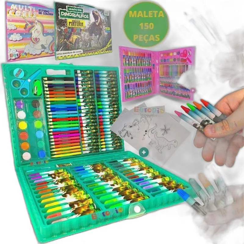 Kit Escolar Infantil Para Crianças Estojo Lapis Canetinha