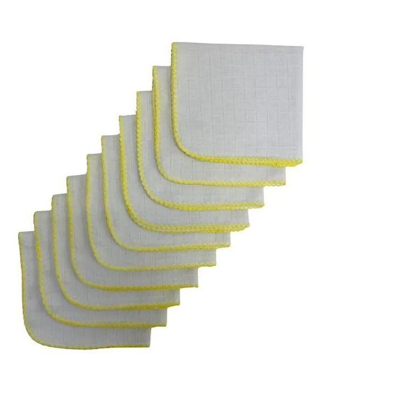 Kit Com 10 Fraldas De Boca Quadriculado 33x33cm Amarelo