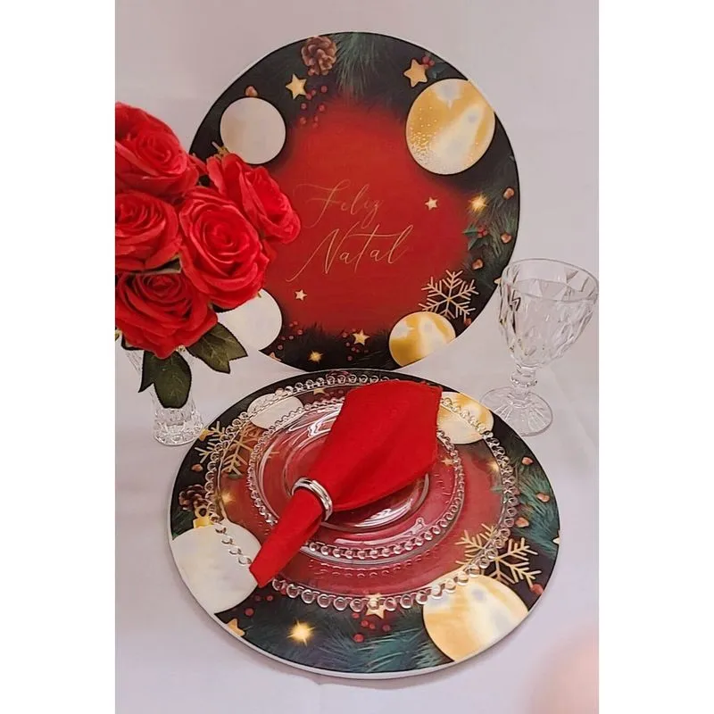 Kit 4 capas sousplat feliz natal