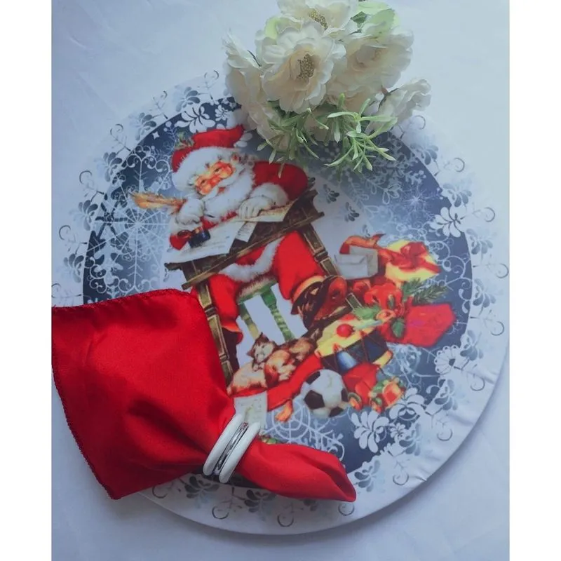 Kit 6 capas sousplat papai noel azul