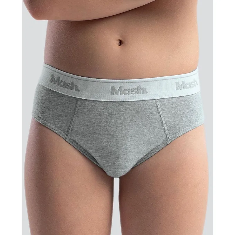 Cueca Slip Algodão Lisa Infantil Cinza Mescla Claro P