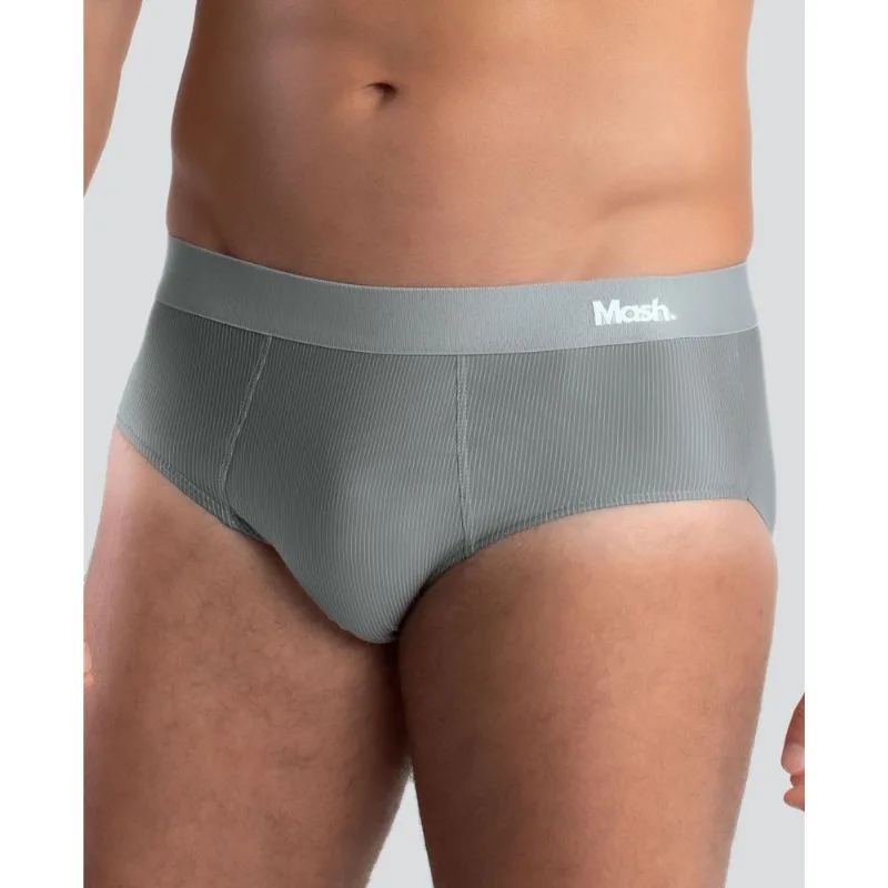 Cueca Slip Microfibra Risca de Giz Cinza Médio G