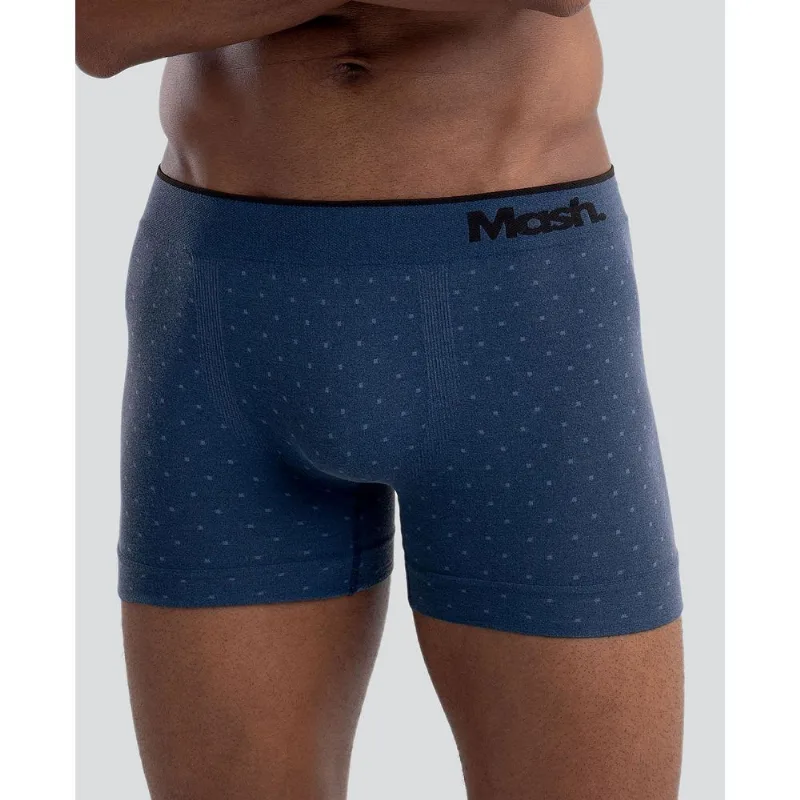 Cueca Boxer Microfibra sem Costura Jacquard Azul Jeans Escuro G