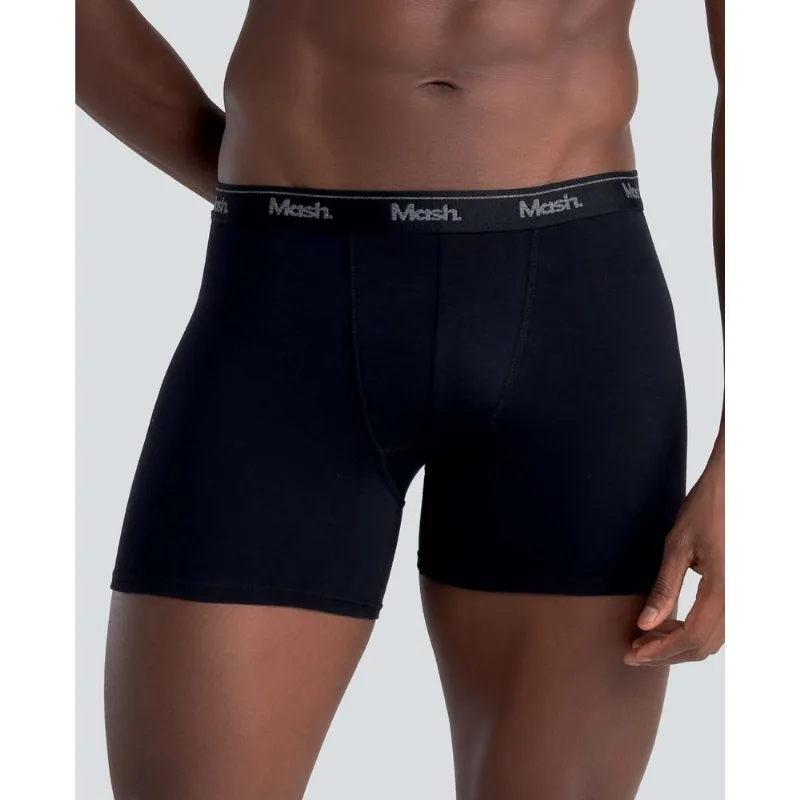 Cueca Boxer Longa Lisa Cotton Preto P