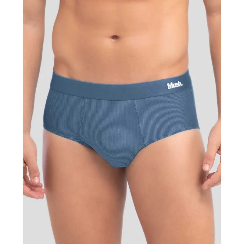 Cueca Slip Microfibra Risca de Giz Azul Denin P