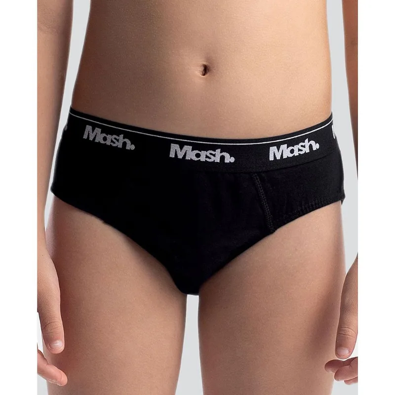 Cueca Slip Algodão Lisa Infantil Preto M