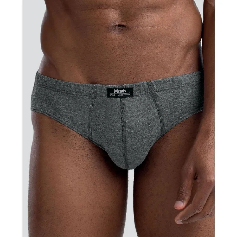Cueca Slip Algodão Cinza Mescla Escuro G