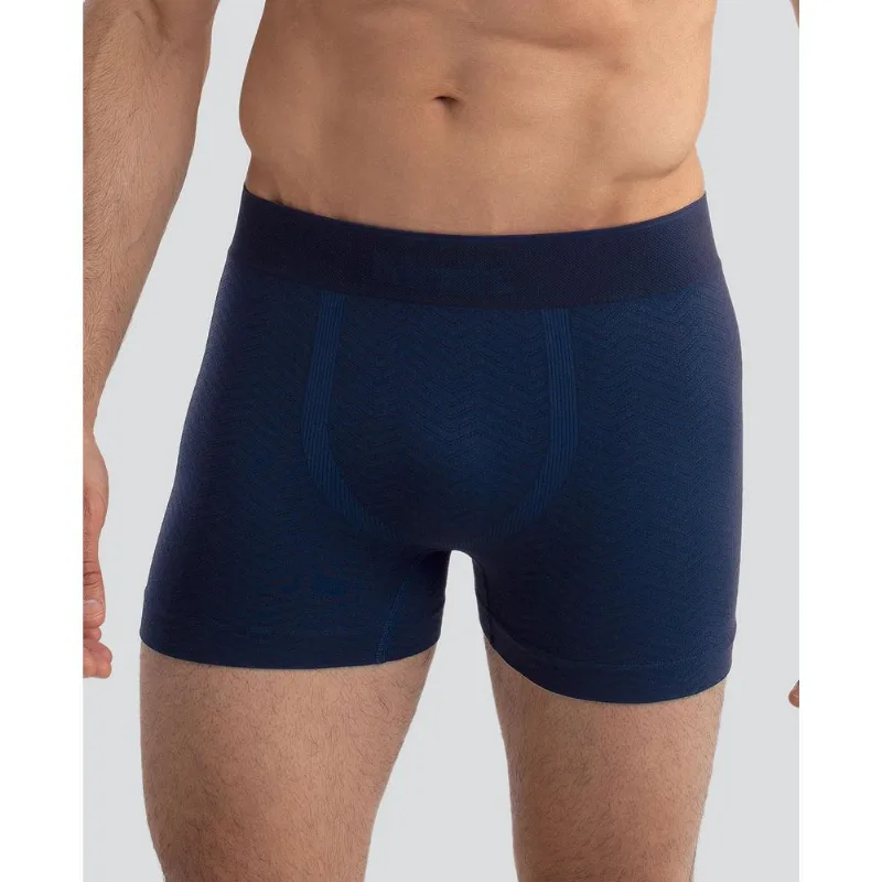 Cueca Boxer Microfibra sem Costura Jacquard Azul Marinho M
