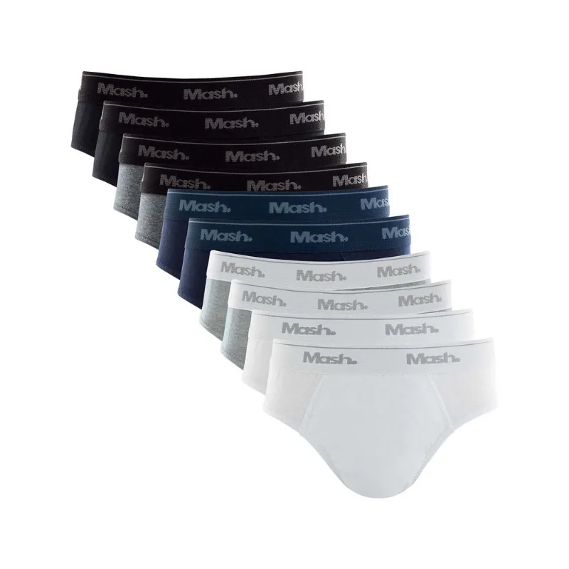 Kit 10 Cuecas Slip Algodão Infantil Sortido G