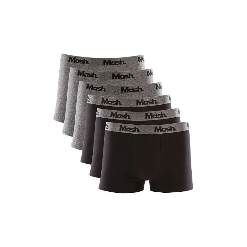 Kit 6 Cuecas Boxer Cotton Cinza Mescla Escuro G