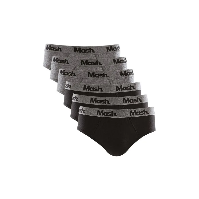 Kit 6 Cuecas Slip Algodão Cinza Mescla Escuro M