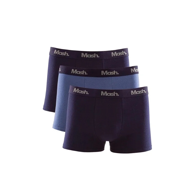 Kit 3 Cuecas Boxer Cotton Elástico Letra Mescla Azul Marinho G