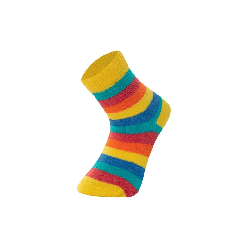 Meia Cano Curto Listrada Infantil Amarelo Medio 28-33
