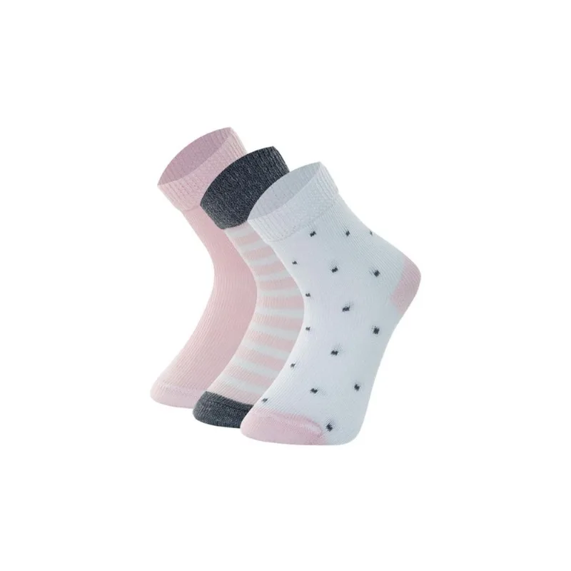 Kit 3 Pares Meia Cano Médio Infantil Rosa Bebê 28-33