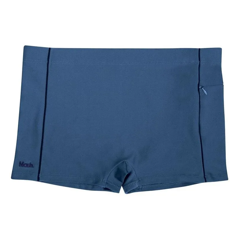 Sunga Boxer Lisa Com Bolso Lateral - Azul Jeans Escuro - P