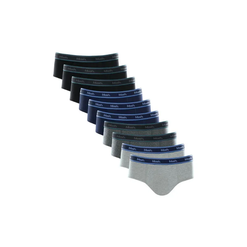 Kit 10 Cuecas Slip Algodão Sortido 01 GG