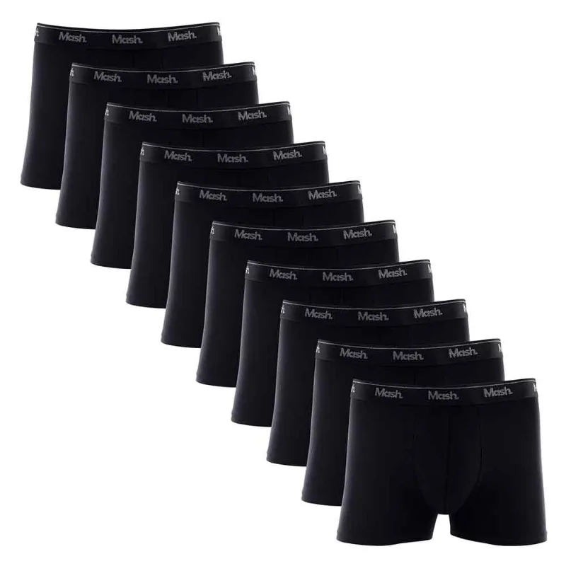 Kit 10 Cuecas Boxer Cotton Preto 01 P