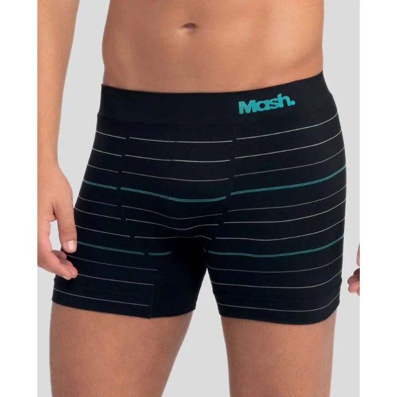 Cueca Boxer Microfibra Listrada sem Costura Preto M