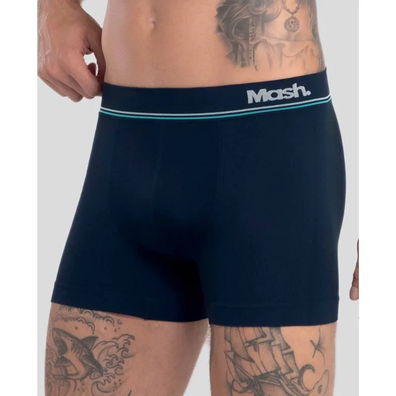 Cueca Boxer Microfibra Texturizada sem Costura Azul Marinho M