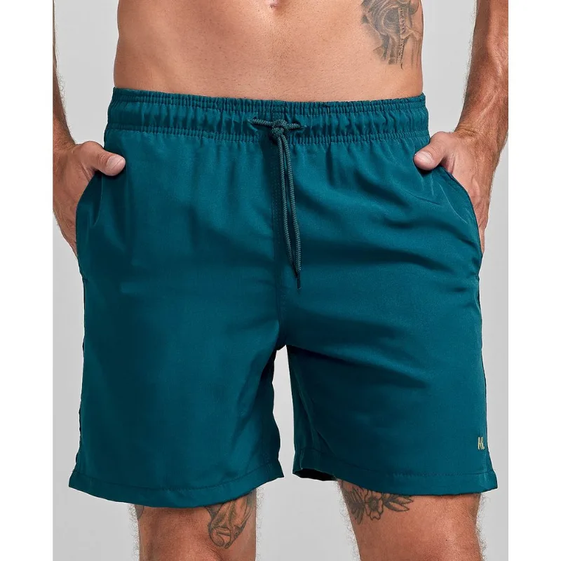 Shorts Elastano Liso Azul Petróleo M