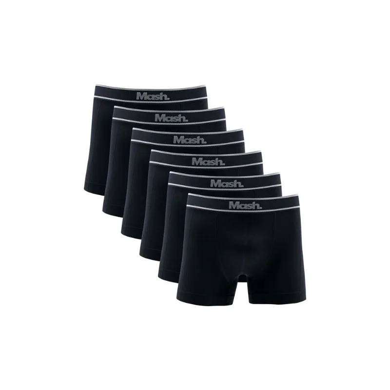 Kit 6 Cuecas Boxer Microfibra sem Costura Preto GG