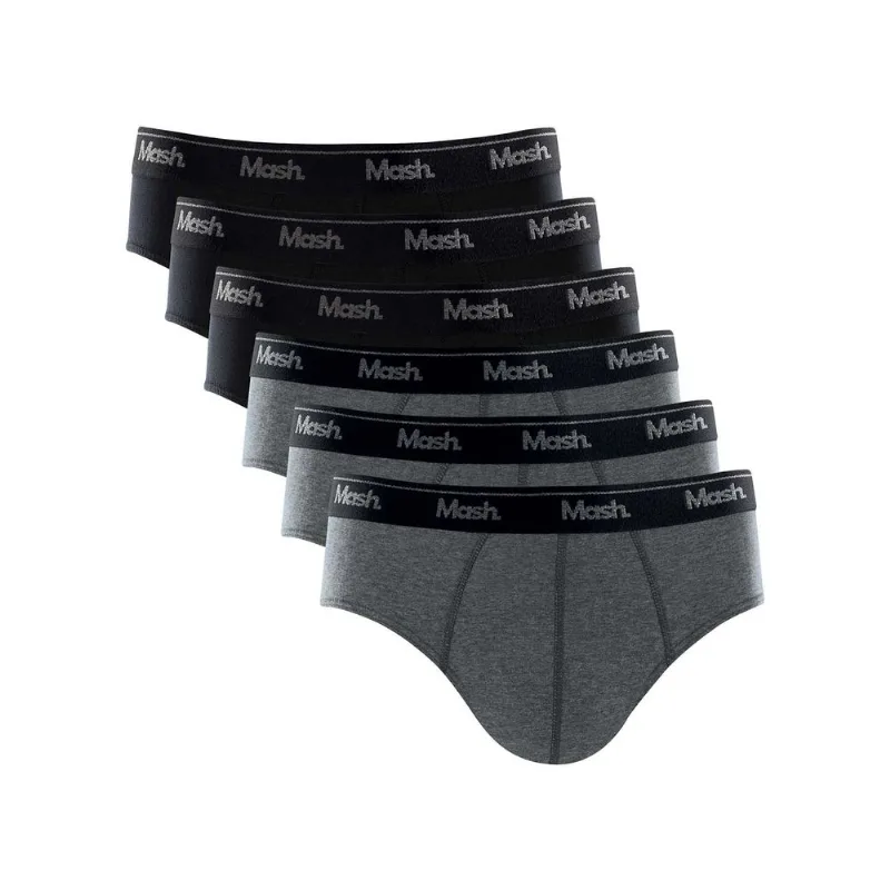 Kit 6 Cuecas Slip Algodão Preto P