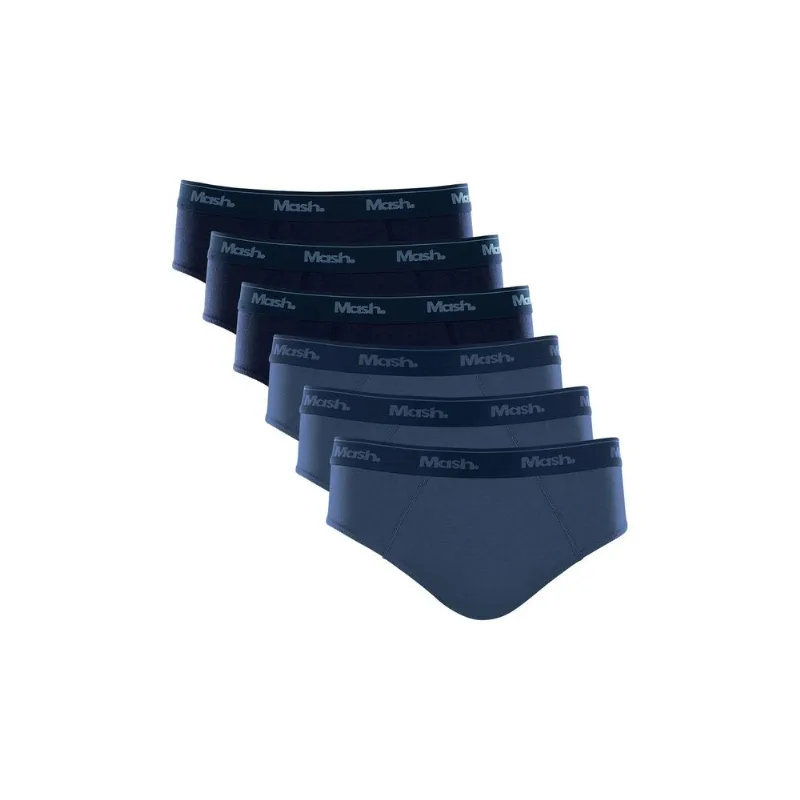 Kit 6 Cuecas Slip Algodão Azul Marinho GG