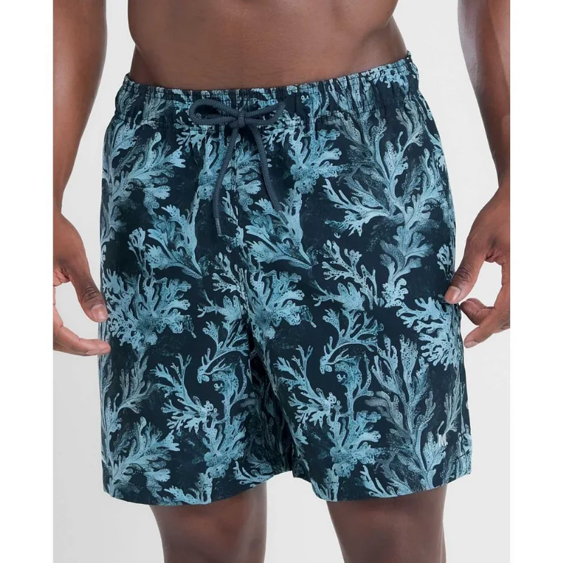 Shorts Elastano Estampado Coral Azul Piscina GG