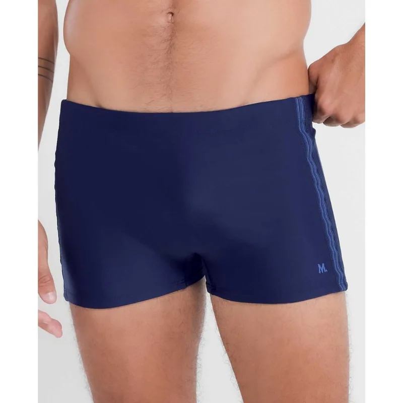 Sunga Boxer Lisa com Fita Lateral Azul Marinho GG