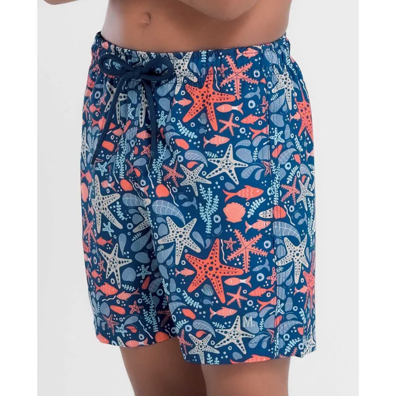 Shorts Infantil Estampado Estrela do Mar Azul Marinho M