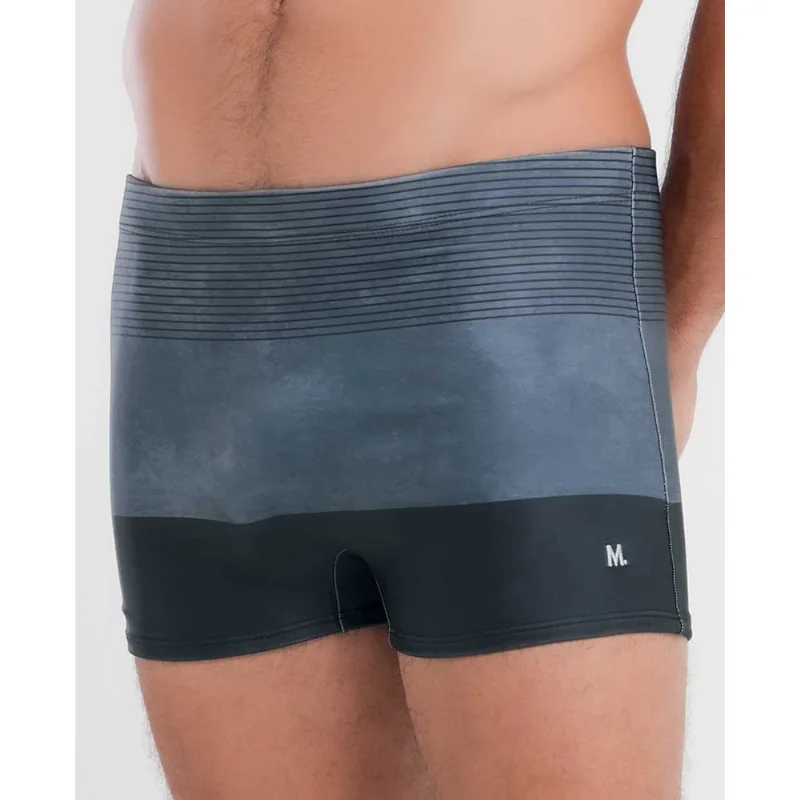 Sunga Boxer Estampada com Listras Preto M