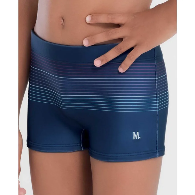Sunga Boxer Infantil com Estampa Listras Azul Marinho G