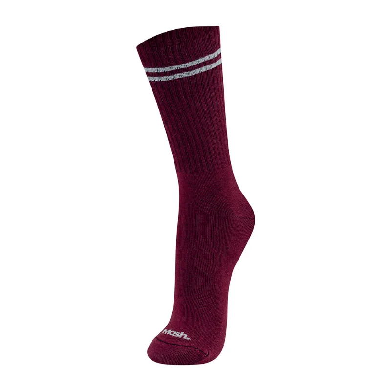 Meia Esportiva Cano Longo Colorida Listra Fina Vinho