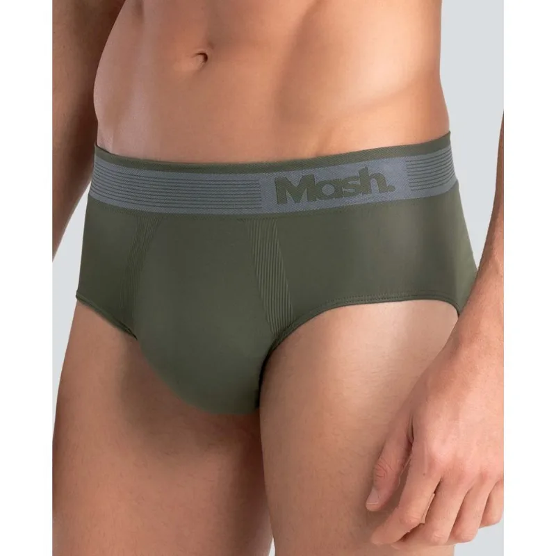 Cueca Slip Microfibra sem Costura Verde Militar Claro P