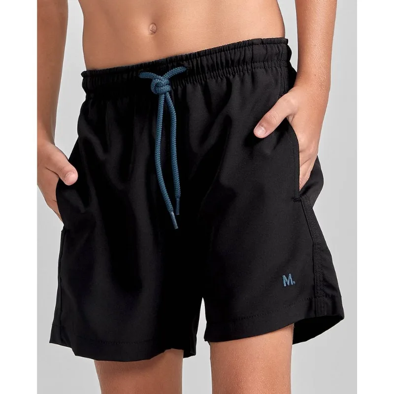 Shorts Infantil Liso com Detalhes Preto 01 G