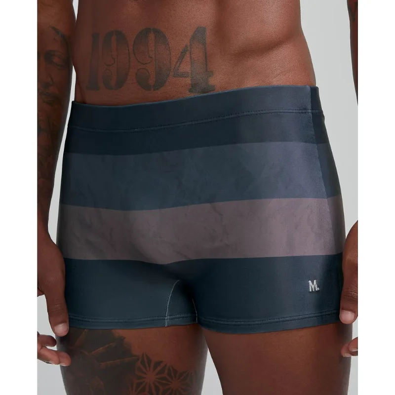 Sunga Boxer Estampada Faixas Centralizadas Azul Marinho M