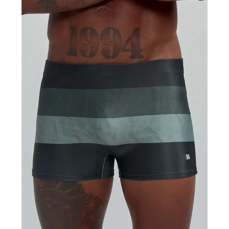 Sunga Boxer Estampada Faixas Centralizadas Preto G
