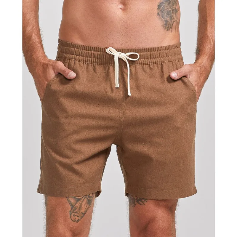 Shorts Casual Linho Marrom GG
