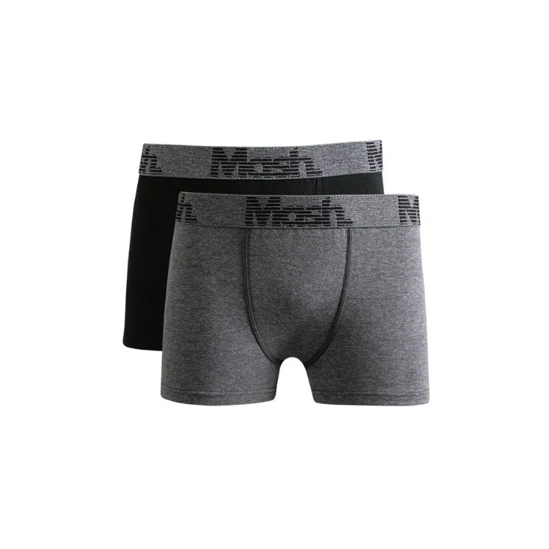 Kit 2 Cuecas Boxer Algodão Infantil Cinza Mescla Escuro P