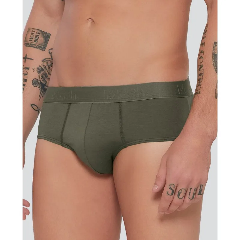 Cueca Slip Viscose Bambu Verde Militar Médio P