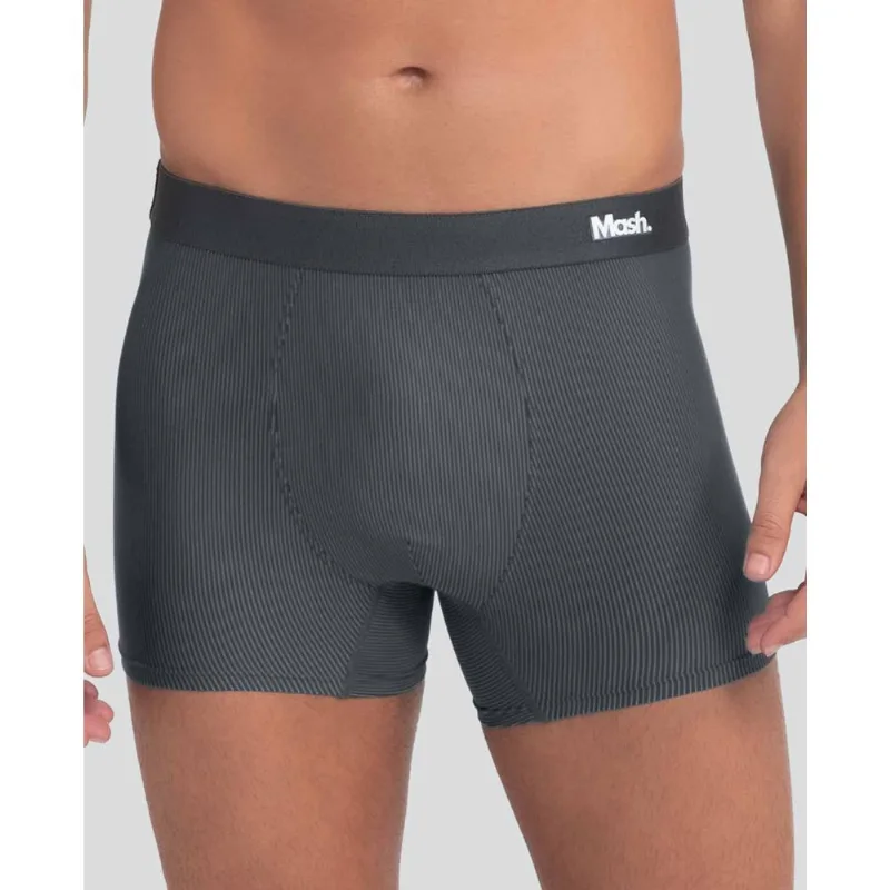 Cueca Boxer Microfibra Risca de Giz Cinza Chumbo G