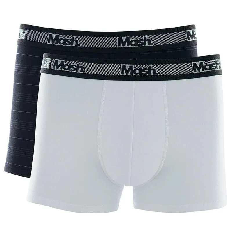 Kit Cueca Boxer Mash 2 Peças Masculina Elástico Algodão Preto M